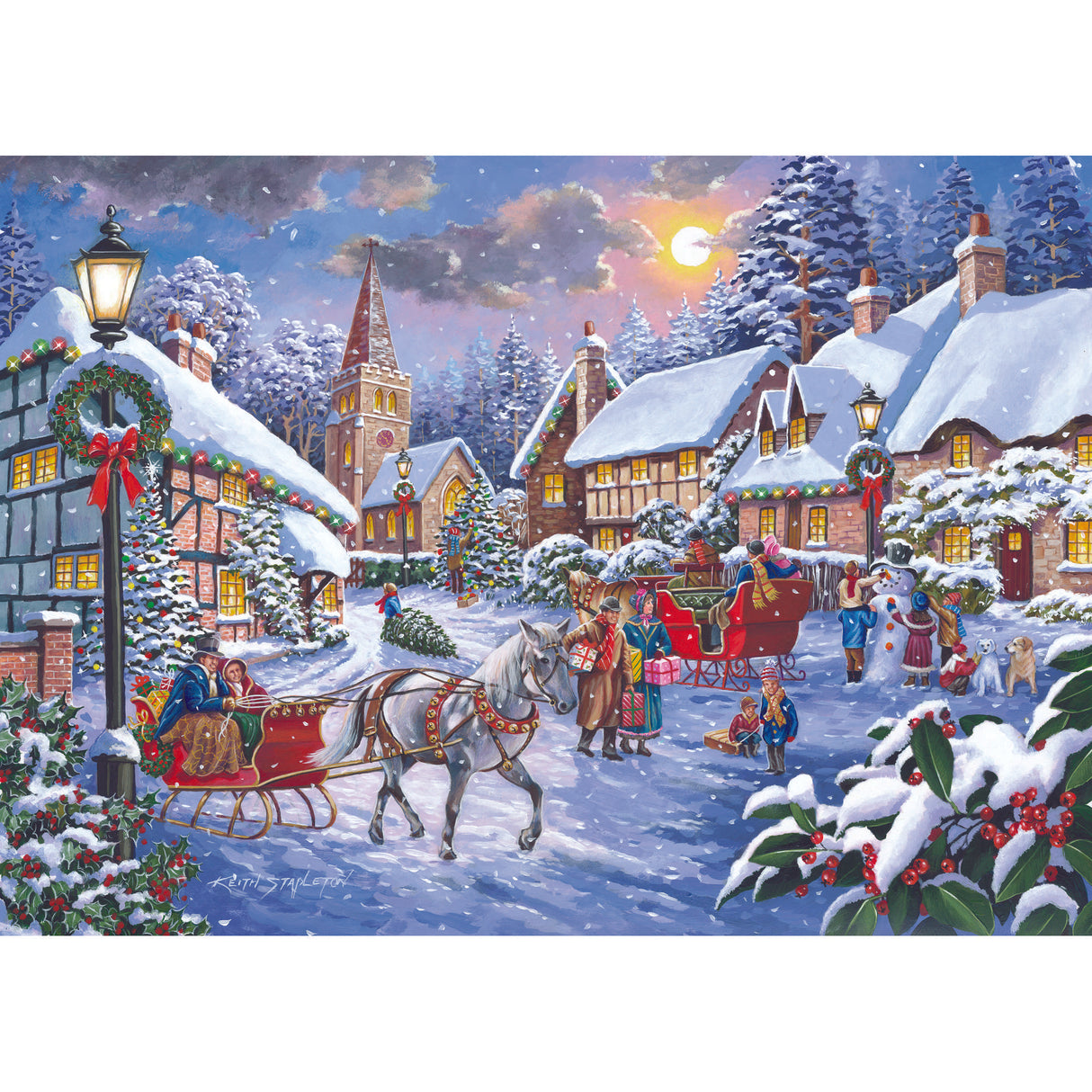 Christmas Is Coming - 2 x BIG 500 Piece Jigsaw Puzzle - Damaged Box