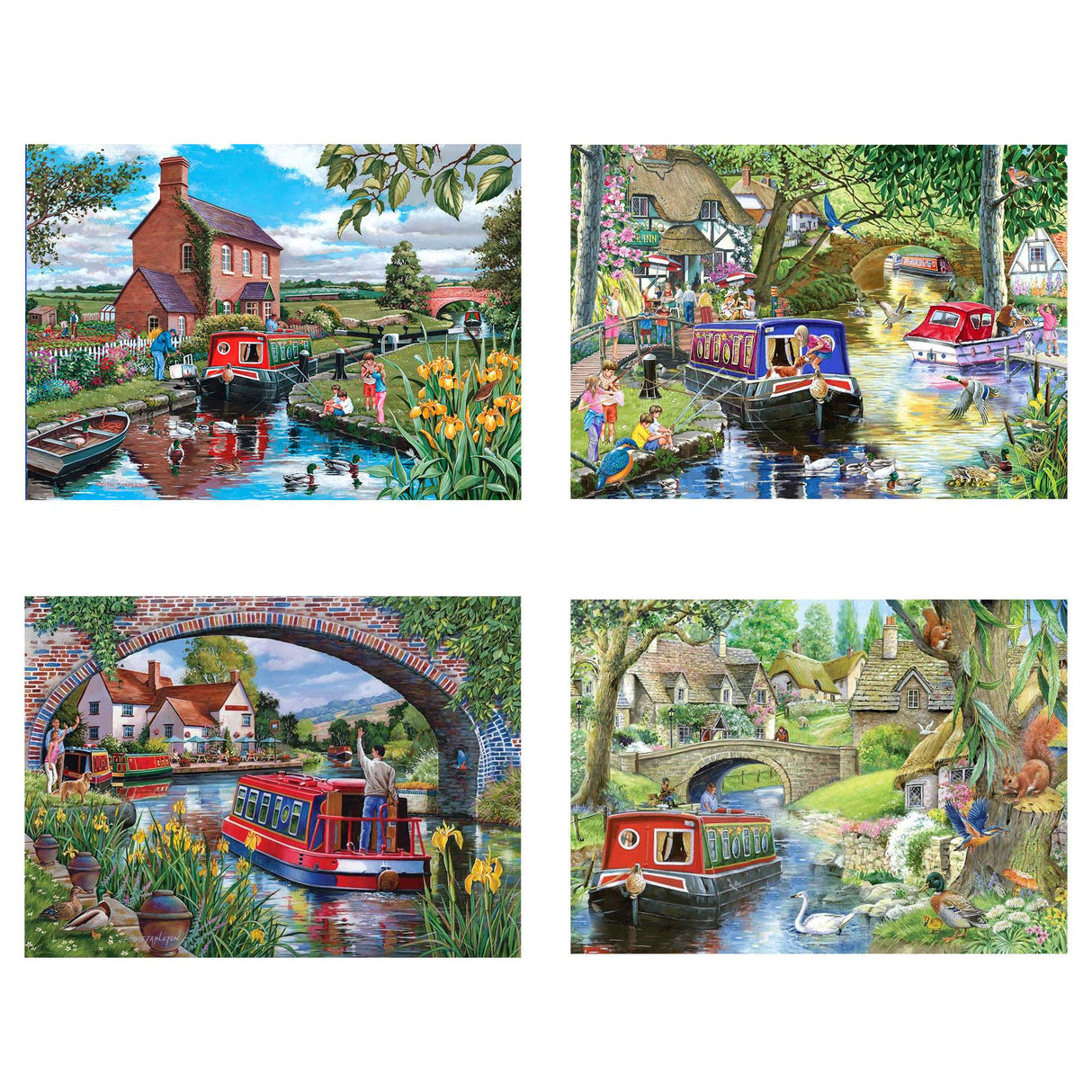 Cruising The Canals - 4 x 500 Piece Jigsaw Puzzle - Damaged Box