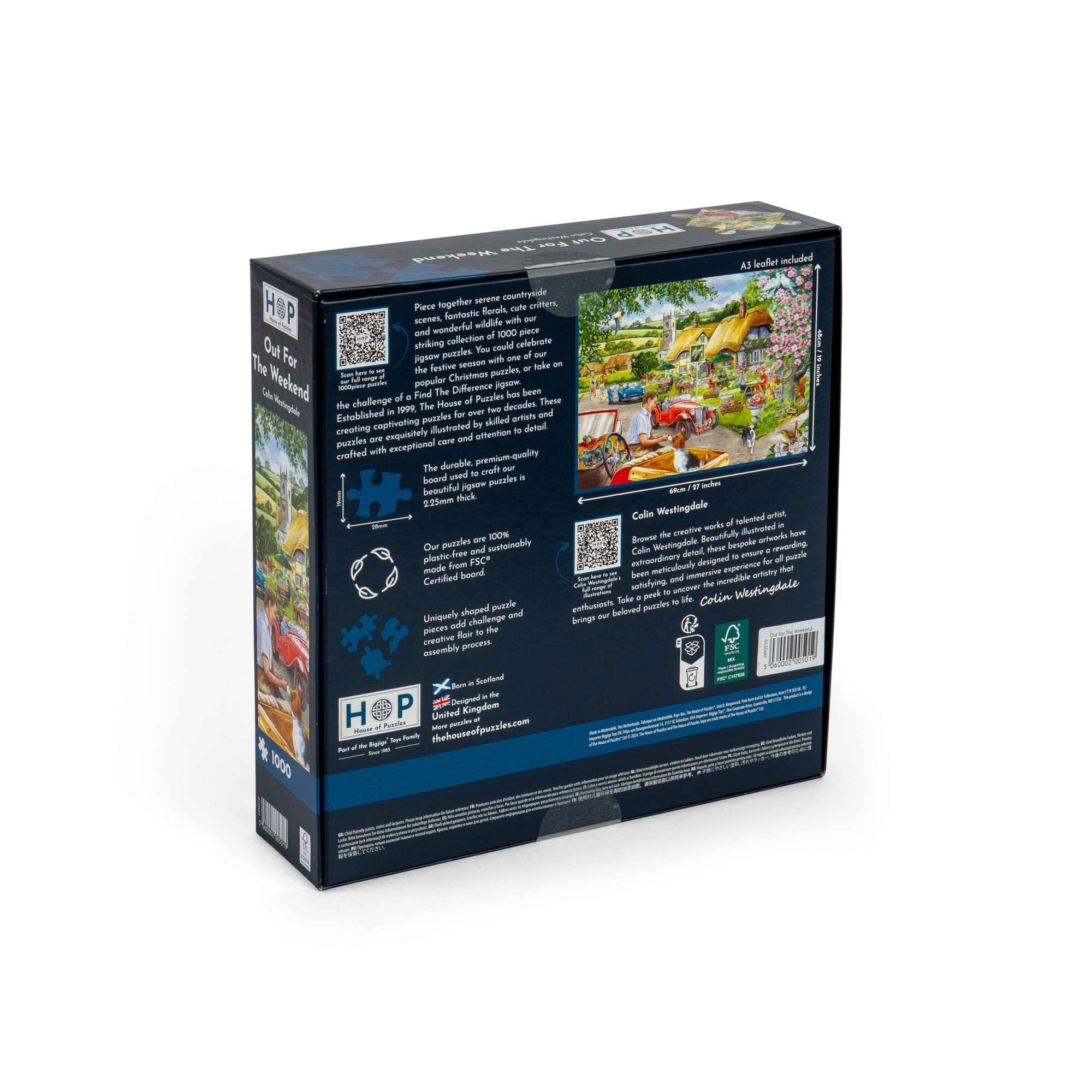 希少 JOHN EINERSSEN JIGSAW PUZZLE 1000PCS Out For The Weekend | Thatched Building 1000 Jigsaw | House of Puzzles
