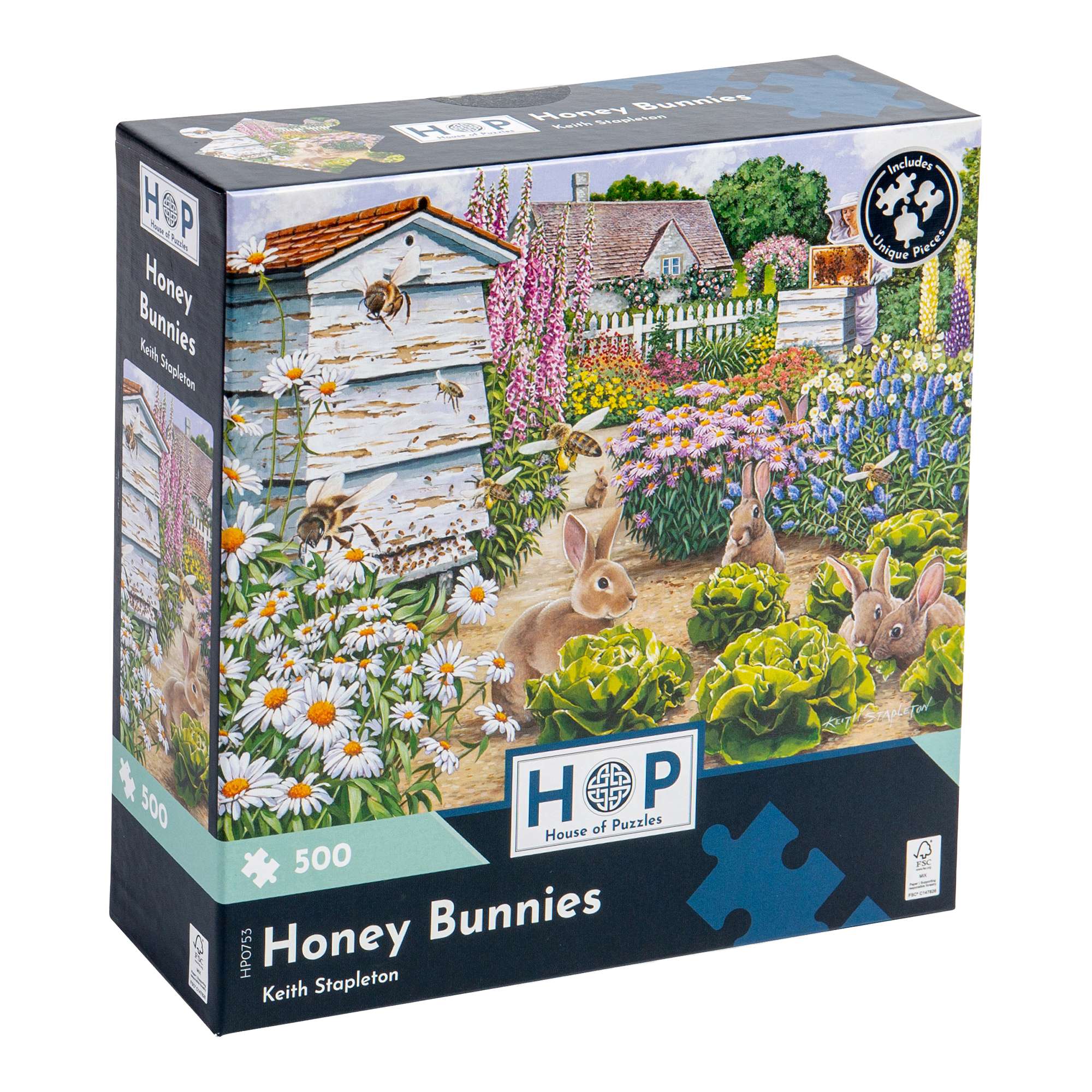 ジグソーパズル　Playmates 張宏賓（Zhang Hong Bin） Honey Bunnies 500 Piece | Garden & Flowers Jigsaw | House of Puzzles