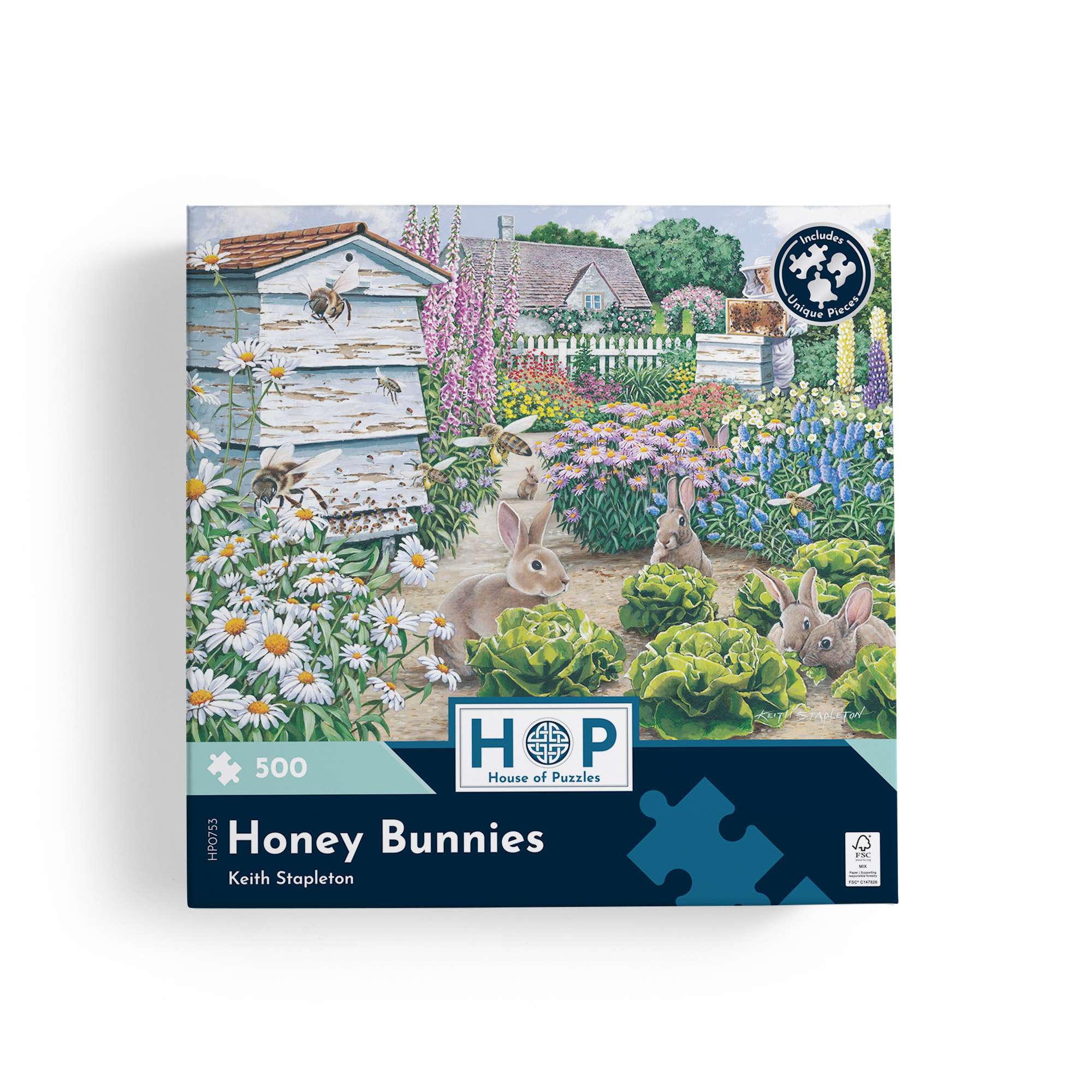 Honey Bunnies 500 Piece | Garden & Flowers Jigsaw | House of Puzzles
