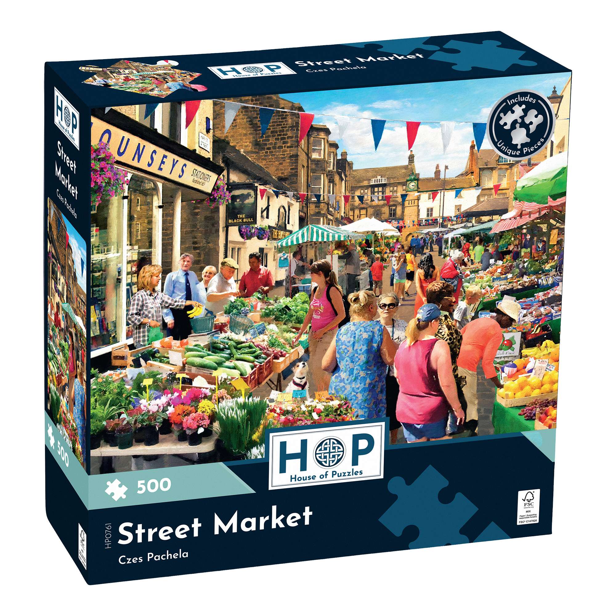 Street Market 500 Piece | Towns and Villages Jigsaw | House of Puzzles
