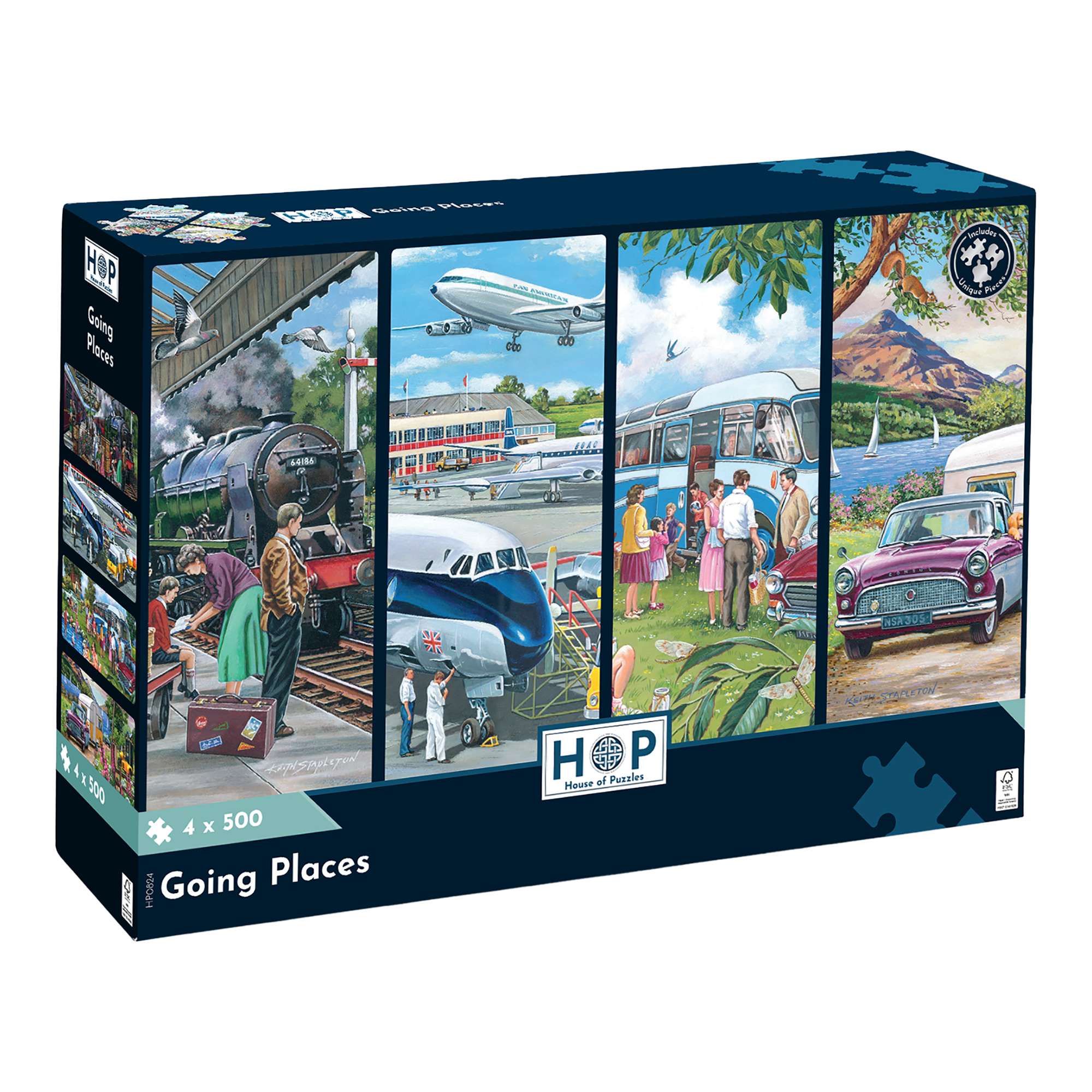 Going Places 4 x 500 | Transport Jigsaw | House of Puzzles